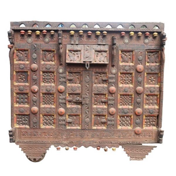 Early 19th C Gujarat Indian Carved Blanket Chest