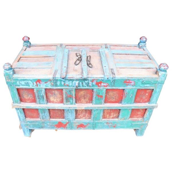 Antique Hand painted Gujarat Indian Dowry Cabinet