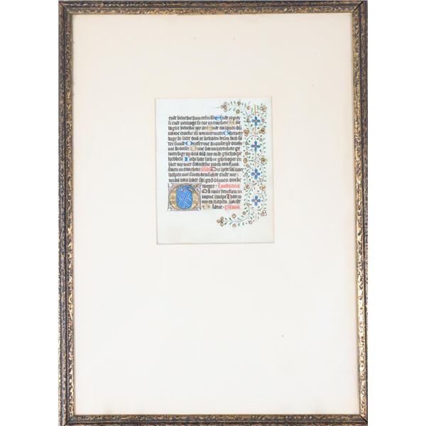 15th C. Illuminated Manuscript Leaf