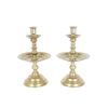 Image 1 : Pair of Brass Candlesticks with Drip Pans