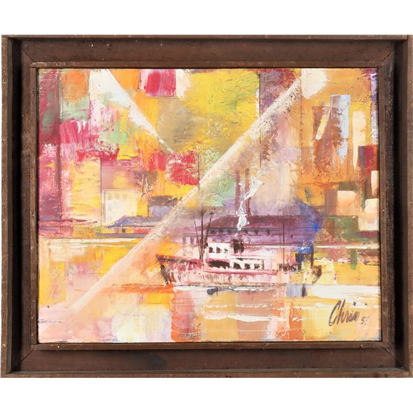 Mid-Century Modernist, Signed, Oil on Board