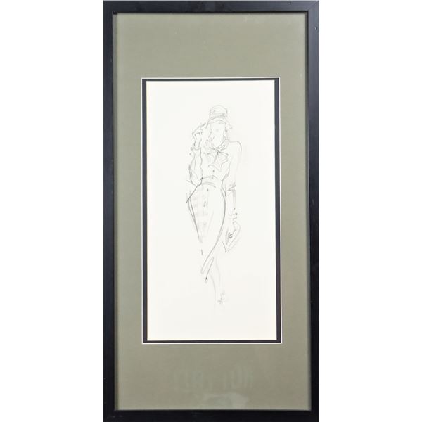 Signed Pencil Drawing of a Woman