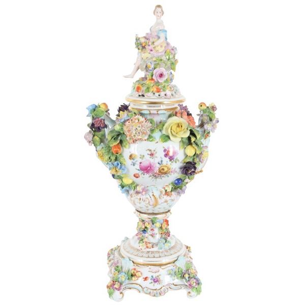 Large Meissen Lidded Potpourri Vase