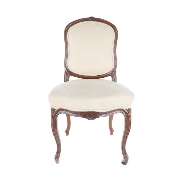 French Upholstered & Carved Wood Chair