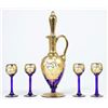 Image 1 : Cobalt Blue & Gilt Bohemian Decanter & (4)Glasses
