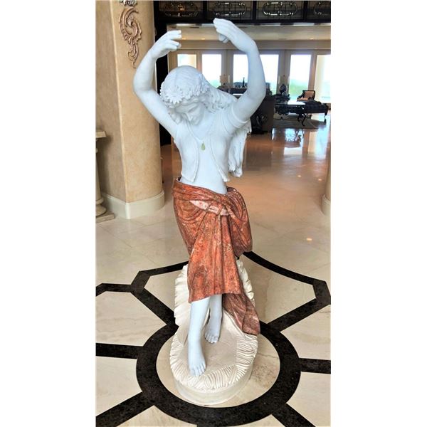 Large Stone Sculpture of Dancing Woman
