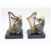 Image 2 : Pair of Metal & Onyx Harpist Bookends