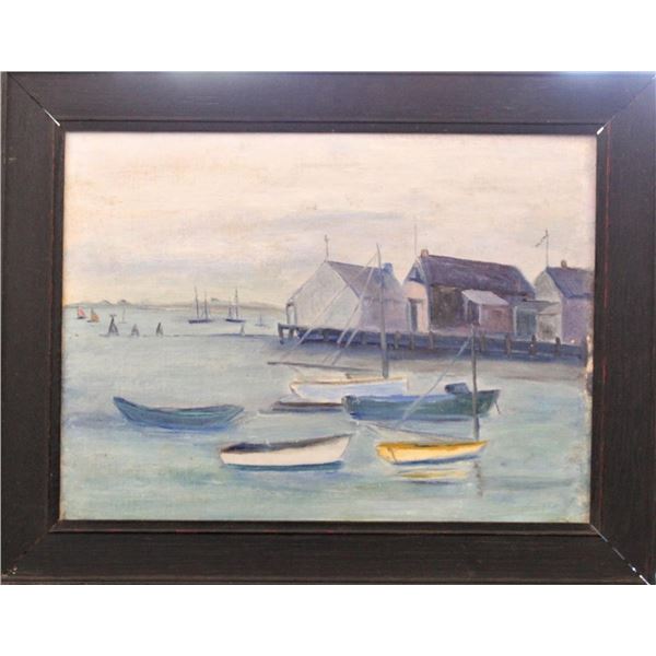 "Nantucket Wharf", Oil on Board