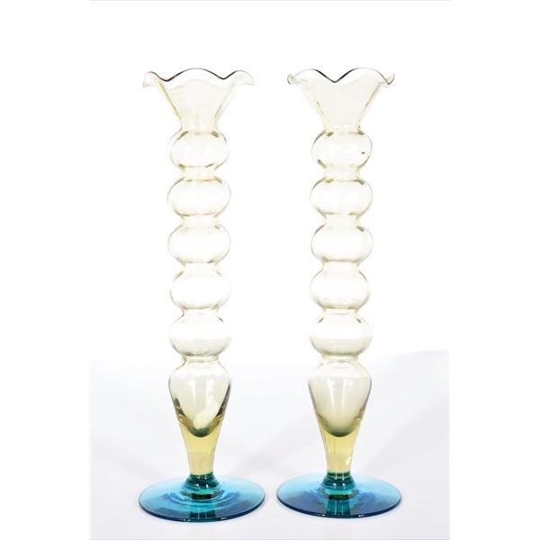 Pair of Art Glass Bud Vases
