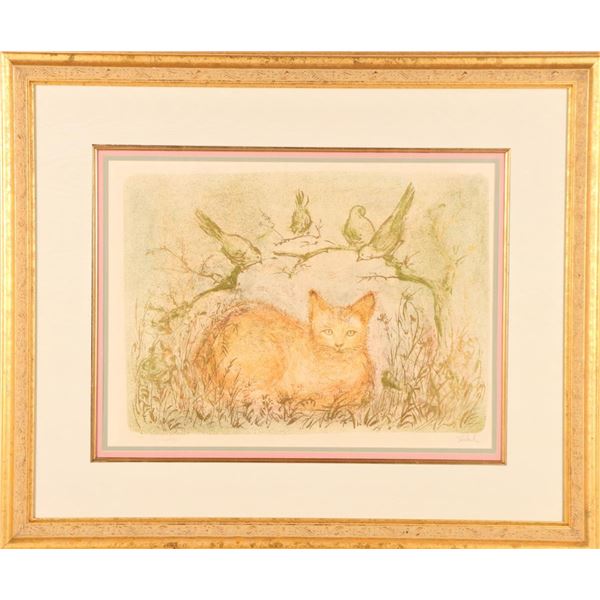 Edna Hibel (1917-2014)Amer, "Pumbit the Cat" Litho