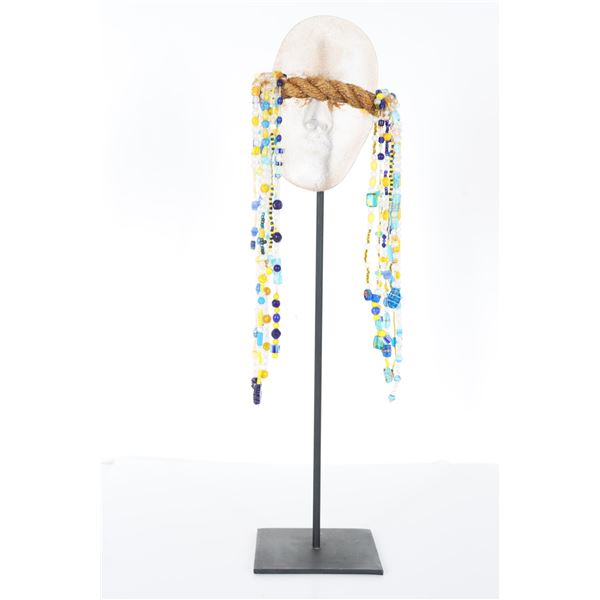 Contemporary Glass Face Sculpture/Beaded Headdress