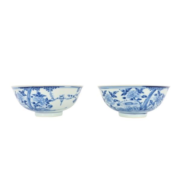 2 Chinese Blue/White Porcelain Bowls, 20th C.