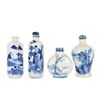 Image 1 : Group of 4 Chinese Blue/White Snuff Bottles