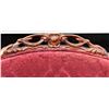 Image 2 : Red Velour & Carved Wooden Barrel Chair