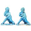 Image 1 : Pair of Chinese Blue Glazed Figures