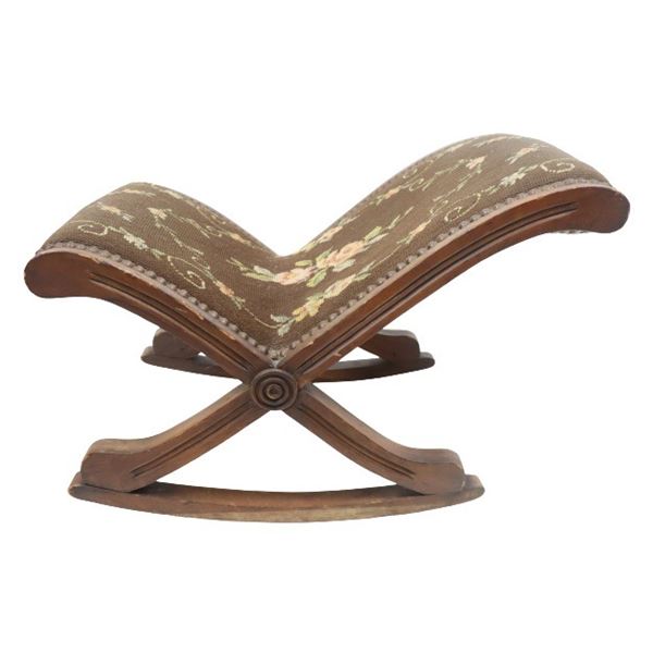 Antique Needlepoint Gout Stool