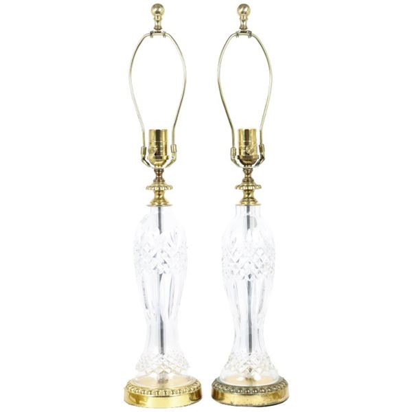 Pair of Waterford Cut Crystal Glass Lamps