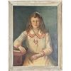 Image 1 : Portrait of Young Girl, Signed, Oil on Canvas