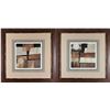 Image 1 : Pair of Framed Geometric Abstract Prints