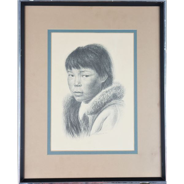 Portrait of an Inuit Youth, Signed Lithograph