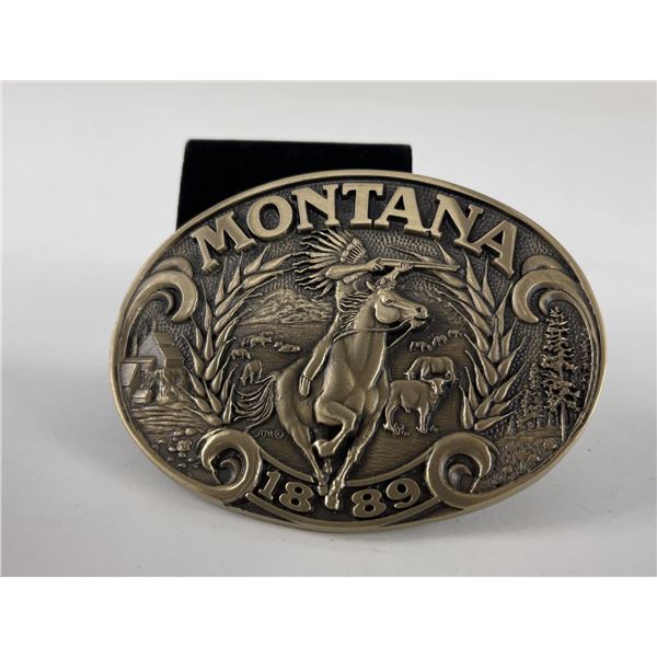 Brass Montana 1889 Indian on Horseback Belt Buckle