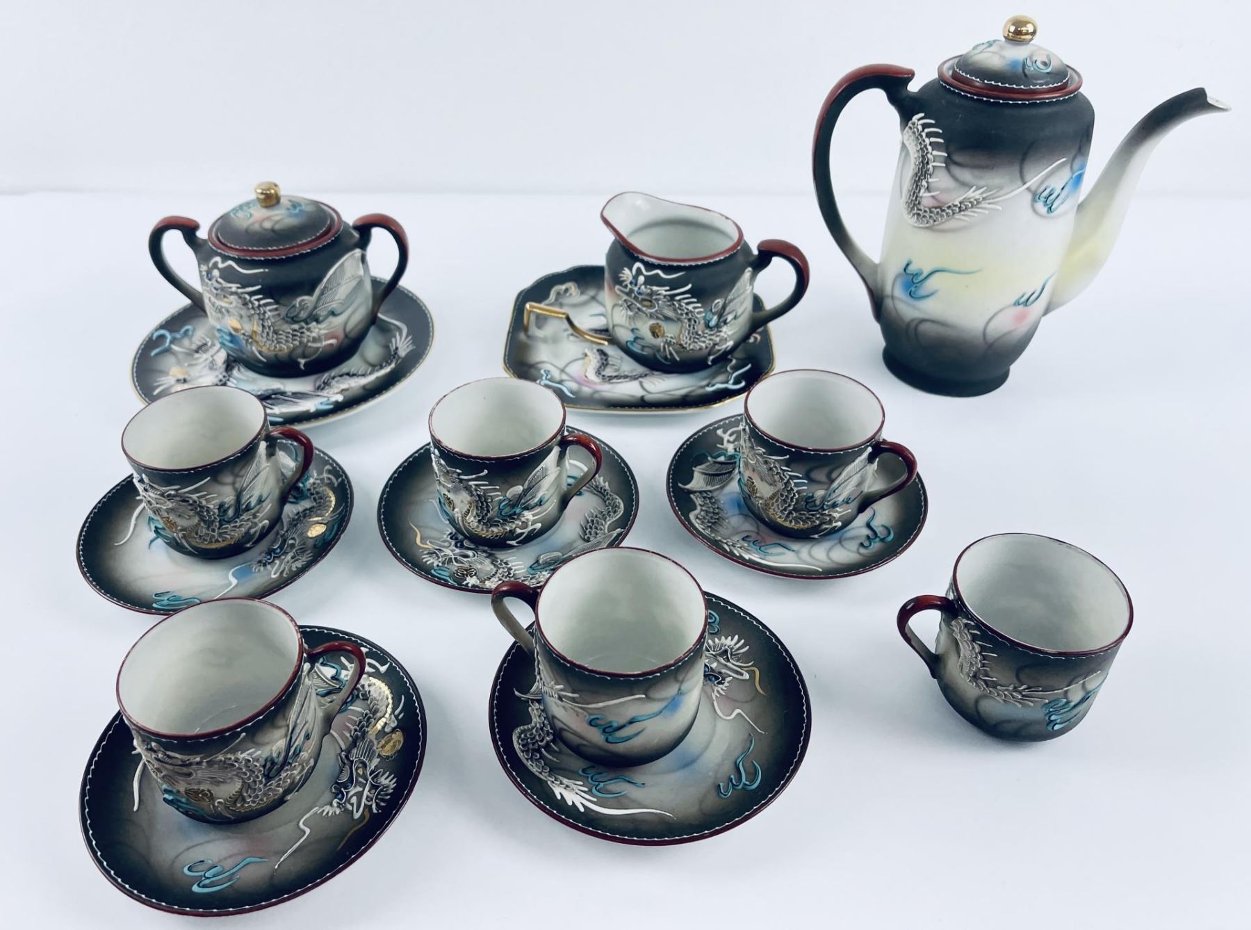 Japanese Dragon Ware Demitasse Tea Set