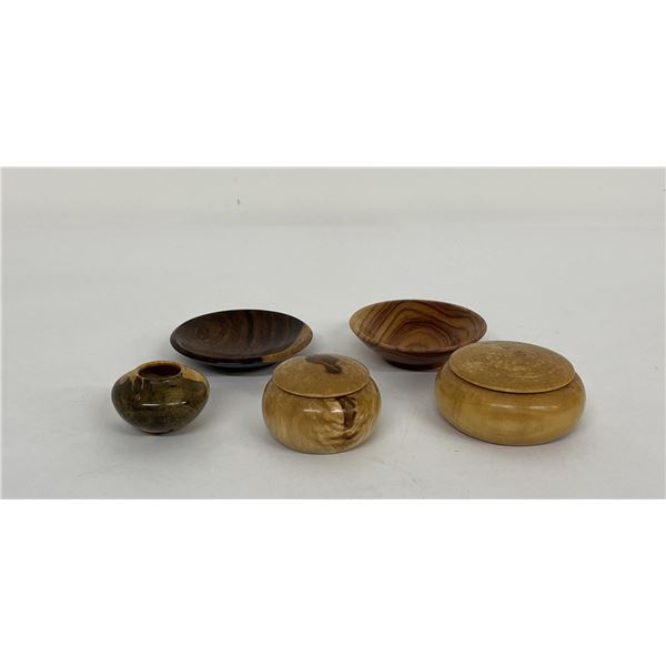 Miniature Turned Exotic Wood Dishes and Boxes