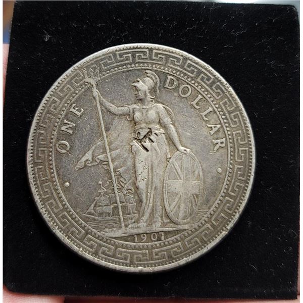 Great Britain UK 1907 Chinese Silver Trade Dollar