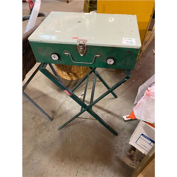 Coleman stove on stand