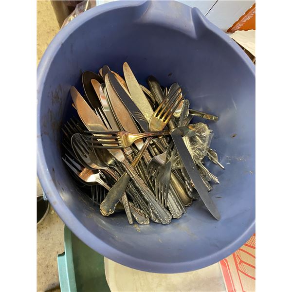 Bucket of flatware