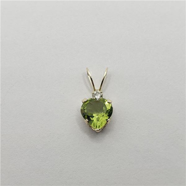 14kt gold peridot, diamond