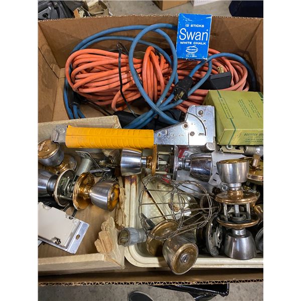 Garage items, extention cord, door knobs ect