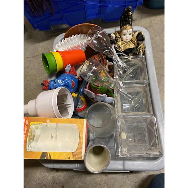 Box of collectibles and kitchen