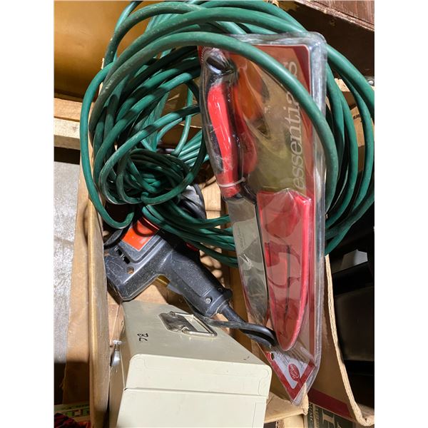 Box extention cord, drill, metoal box ect