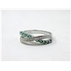 Image 1 : Sterling Silver Emerald & Diamond Cocktail Ring