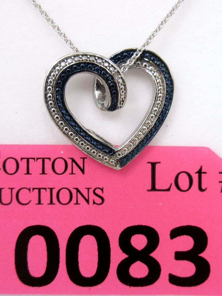 Reversible Blue White Diamond Heart Necklace Reversible Blue White Diamond Heart Necklace