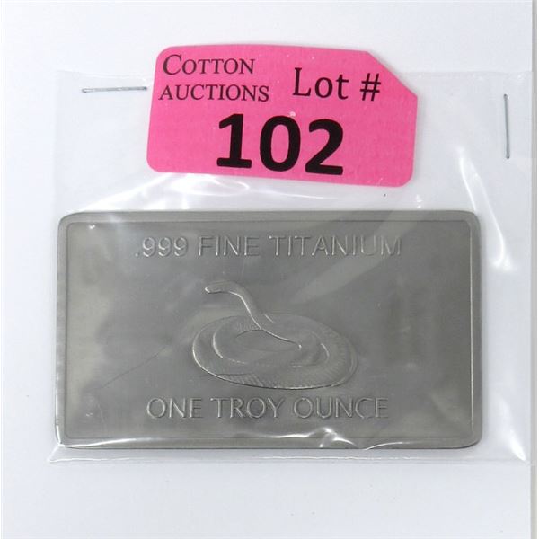 1 Oz .999 Titanium Australian Brown Snake Bar