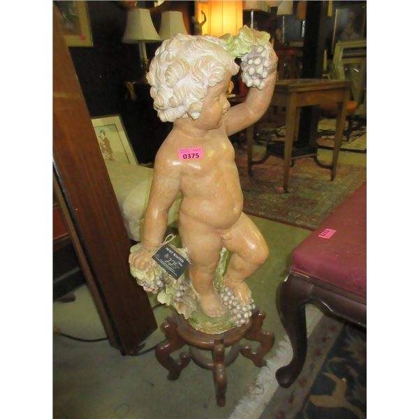 39  Tall Cupid Statue on Wood Stand