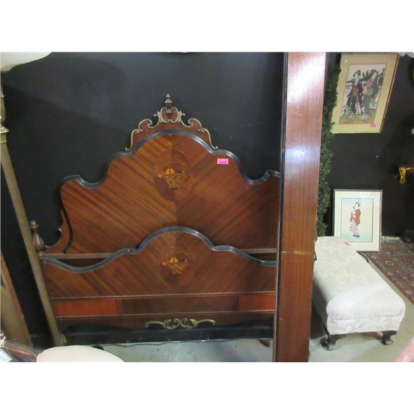 Antique Double Size Bed Frame on Casters