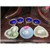 Image 1 : 3 Jasperware Pin Dishes & 4 Cobalt Salt Cellars