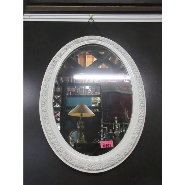 White Framed Oval Wall Mirror