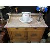 Image 1 : Belgian Oak Marble Topped Washstand