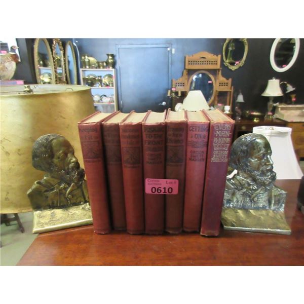 Brass Shakespeare Bookends & 7 Books