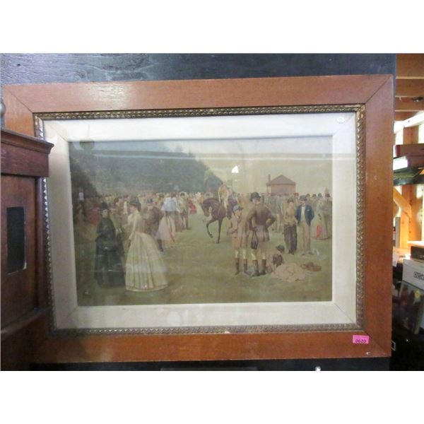 Victorian Tinted Print with Wide Oak Frame