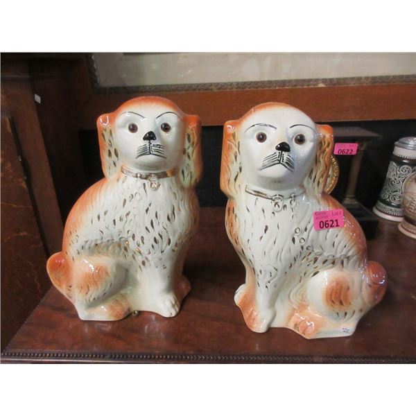 Pair of Vintage Staffordshire Mantle Dogs