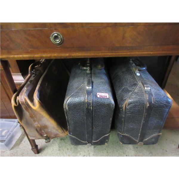 3 Vintage Leather Suitcases