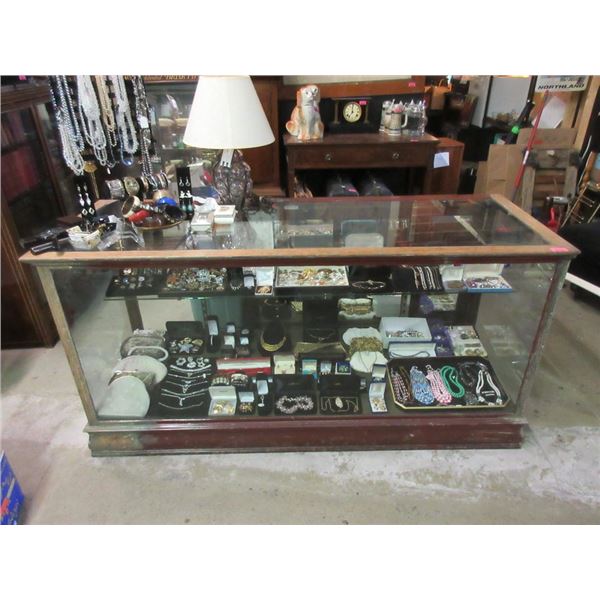 Vintage 6 Foot Wide Oak Display Cabinet