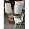 Image 1 : 2 Lamps, Teak Pedestal Stand & Accent Table