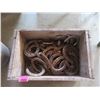 Image 1 : Wood Box with Approximately 30 Horse Shoes