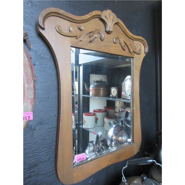 Canadiana Elm Wall Mirror - Circa 1900